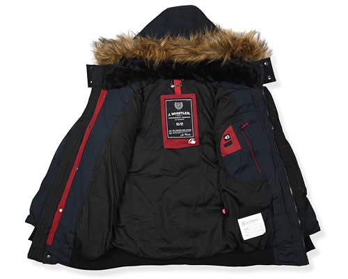 Image of Milano Boys Bomber Jacket Waterproof Puffer Coat with Removable Hood and Faux Fur Trim Sizes 4-20