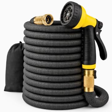 J&B XpandaHose 75ft Expandable Garden Hose – Ultra-Strong 3750D, 4-Layer Latex Core, Brass 3/4" Connectors, 10-Pattern Nozzle & Storage Bag – Lightweight, Kink-Reducing, Leak-Resistant