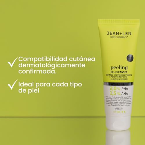 Jean & Len Peeling Gel Limpiador, ideal para todo tipo de pieles, elimina suavemente las células muertas de la piel, peeling químico, sin perfume, gel lavante vegano, 125 ml - imagen 6