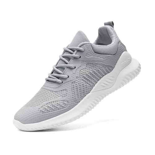 maxvinci Hardloopschoenen voor dames, ademende mesh-gymschoenen, wandelsneakers, lichte sportschoenen, antislip, voor gym, tennis, jogging, lichtgrijs, 41.5 EU