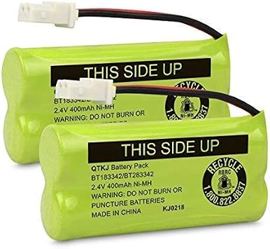 bt183342/bt283342 Phone Battery BT166342 BT266342 BT162342 BT262342 Battery Compatible with VTech CS6114 CS6419 CS6719 AT&T EL52300 CL80112 VTech CS6719-2 Cordless Handsets Pack of 2