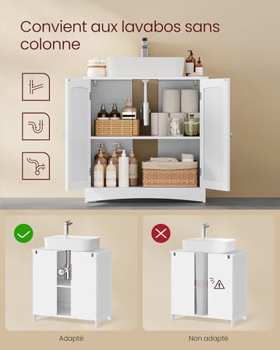 Meuble sous lavabo MDF 2 portes rangement VASAGLE