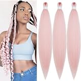 UPruyo Rose Gold Braiding Hair Pre Stretched 30 inch Colored Hair Extensions for Braiding Pre Stretched Braiding Hair Kanekalo Box Braids Long Micro Knotless Prestretched Braiding Hair (Pack of 3)