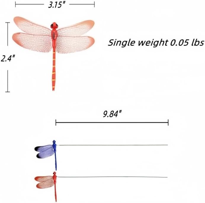 Miniatura 2 de Juego de 40 estacas artificiales 3D de libélula para jardín, decoración de jardín de libélula para interior y exterior, decoración de jardín de