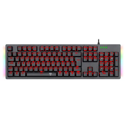 Teclado Gamer T-Dagger Bermuda Preto Single Color LED Vermelho e Laterais RGB Switch Azul T-TGK312-BL (PT-RED LED)