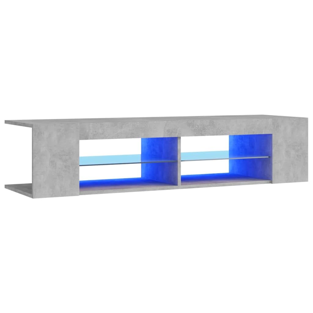 Muebles de Salon TV,Mesa TV Salon,Mueble de TV con Luces LED Gris hormigón 135x39x30 cmAdecuado para salón, Dormitorio