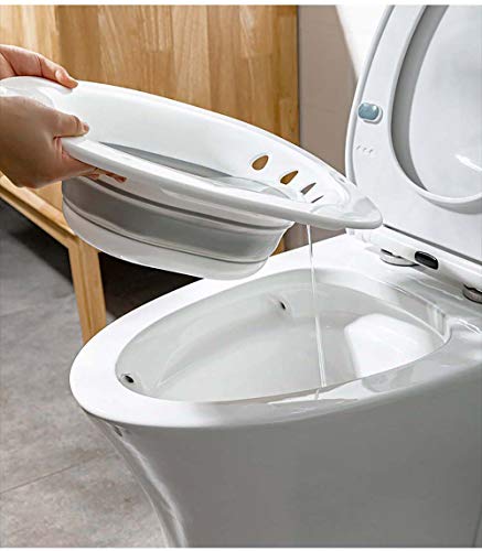 Image of Sitz Bath for Toilet Hemorrhoids - MissZM, for Postpartum Pregnant-Women or Hemorrhoids, Foldable Hangable Storage Large-Capacity Private Care Washing Anti-Overflow Toilet Seat