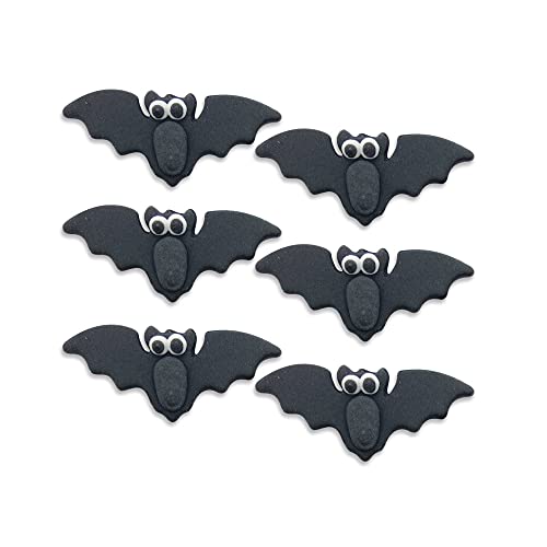 Anniversary House 6pcs Halloween Vampire Bats Edible Cake Toppers - Handcrafted Fondant Sugar Decorations for Cupcakes, Muffins & Themed Cakes - Spooky Sugarcraft Halloween Decorations, 5cm