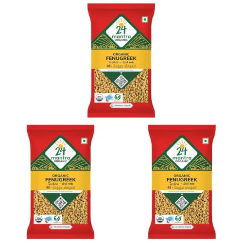 Image of 24 Mantra Organic Fenugreek Seeds /Methi Dana /Menthi Ginja - 100gms | Pack of 3 | 100% Organic | Chemical Free & Pesticides Free
