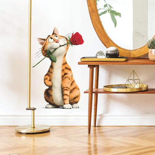 Vinilos adhesivos Achang gato romántico con rosa roja miniatura 6