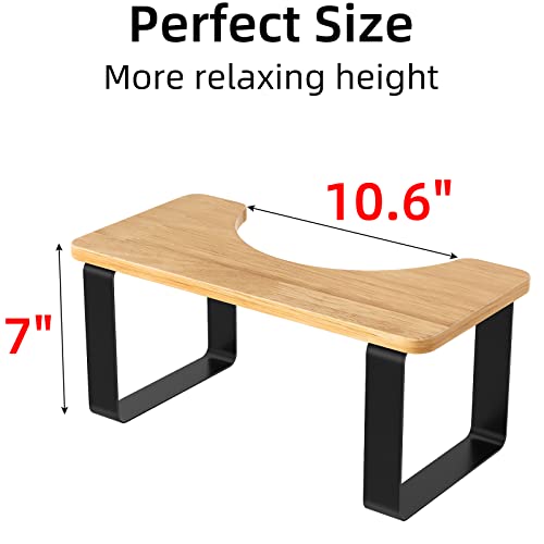 Metal With Wood Squatting Toilet Stool, 7 Inch Bathroom Poop Stool For Adults, Waterproof And Anti-Slip Potty Stool, Healthy Portable Toilet Stool For Adults Kids Seniors Matte Black #TOP4