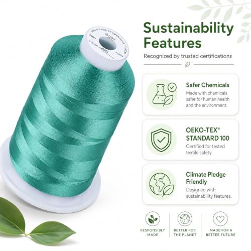 Image of Simthread Embroidery Machine Thread 5000M 40WT Polyester, Jade S049 | 5000M 40WT polyester thread feeds smoothly for home or commercial embroidery projects.
