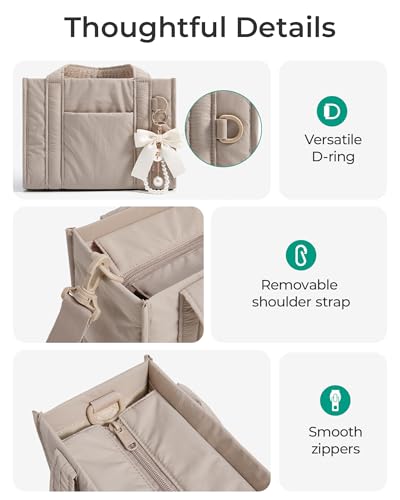Image of BAGSMART Boxy Tote Bag for Women, Crossbody Bag with Zipper, Crush Bow Purses for Travel Work College