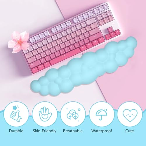 Image of JIKIOU Upgrade Leather Cloud Wrist Rest for Keyboard and Mouse & Cup Pad | Wish Gift-Cute Cloud Shape, Comfortable and don't Irritate to Skin, Non-Slip PU Base,Soft Memory Foam filled for Pain Relief