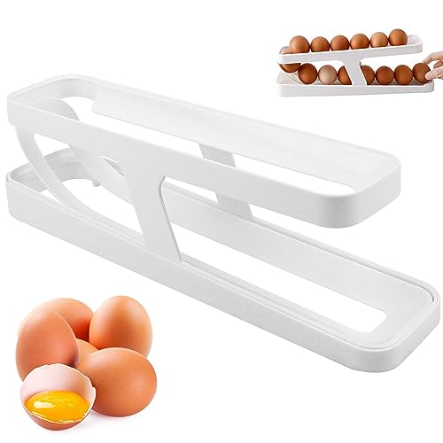 Hueveras para Frigorífico,Portahuevos rodante automático para refrigerador,Organizador de Huevos Enrollable Bandeja de...