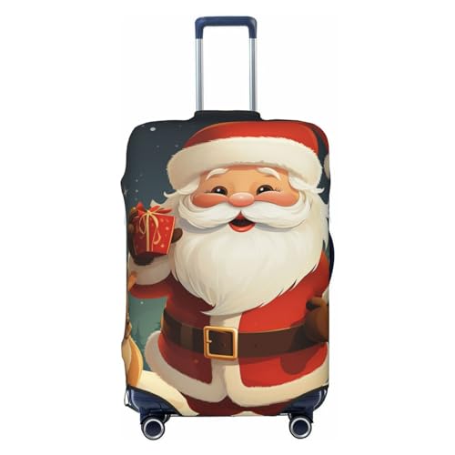Christmas Santa Claus Luggage Cover for Suitcase Tsa Approved, Spandex Stretch Suitcase Protector Washable Baggage Covers Travel Luggage Sleeve Large Suit Case Cover Fit 18-32 Inch