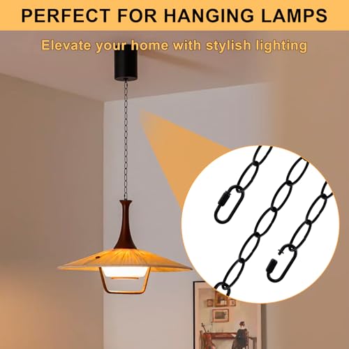 Image of 6 Feet Industrial Black Light Fixture Chain, 72 Inches Long, Metal Chain for Hanging Plants with Detachable Link, Decorative Black Chain for Hanging Chandelier, Lamp, Baskets, Bird Feeders