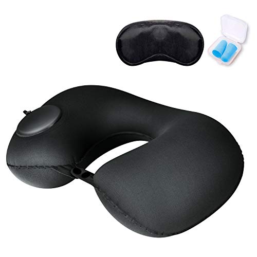 Preisvergleich Produktbild Enjoyee Upgrade Drücken Typ Aufblasbares Kissen NackenkissenReise KissenCamping KissenFlugzeug KissenKopfkissen Aufblasbar Reisekissen Sitzkissen Multifunktional für Outdoor Camping (Schwarz)