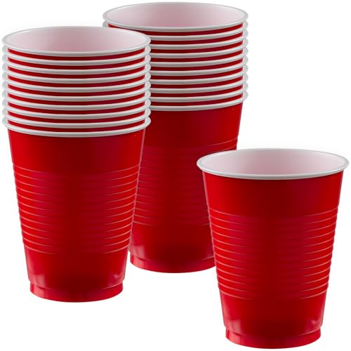 Apple Red Plastic Cups (Pack of 20) - 18 oz. - Versatile Drinkware for Indoor & Outdoor Parties, Weddings, Birthdays, Celebrations & More