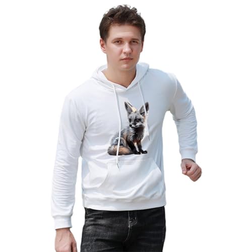 Bat-eared Fox Unisex Casual Hoodies Long Sleeve Lightweight Pullover Tops Loose Sweatshirt with Pocket4