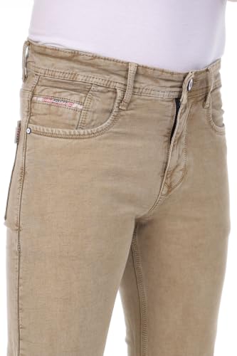 Image of Cotton Comfort Fit Jeans for Men | Full-Length Solid Denim Pants with Button Closure, Embroidered Design, Mid-Rise Casual Trousers for Daily | Classic Jeans for Office Bottoms (DI-249)