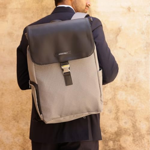 Image of Assembly Arto Laptop Backpack for Men Women 15.6 Inch Quilted Office Travel Bag with Trolley Sleeve Business Travel Bag