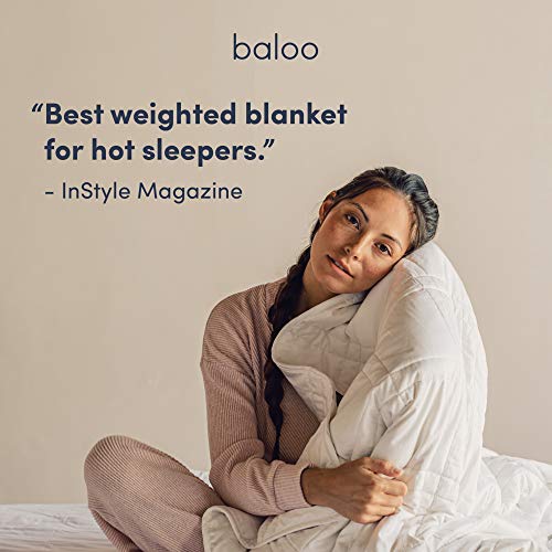 Baloo Weighted Blanket (15 lbs 60"x80" Full/Queen Size) for Adult All-Season Summer Fall Winter Cooling Breathable Heavy – 100% Cotton Material - Machine Washable - Big Blanket - Pebble White - Image 3