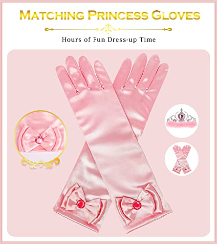 Princess Dress Up Accessories Princess Gloves, Bibuty 7Pcs Dress Up Set For Toddler Girls With Princess Crown, Wand, Gloves, Necklace, Earrings, Bracelet And Ring, Costume Toys For 3-6 Yr Little Girls #TOP4