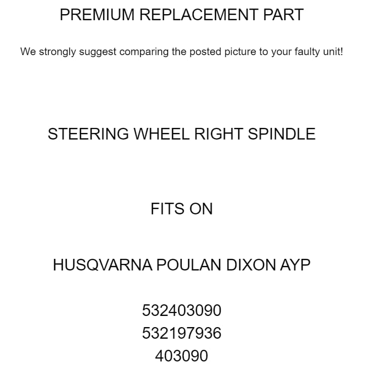 JunShape Steering Wheel Right Spindle for 532403090 532197936 403090,Replacement for Husqvarna OEM