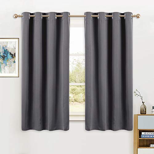 PONY DANCE Gray Blackout Curtains - Thermal Insulated Draperies Window Panels Chrome Top