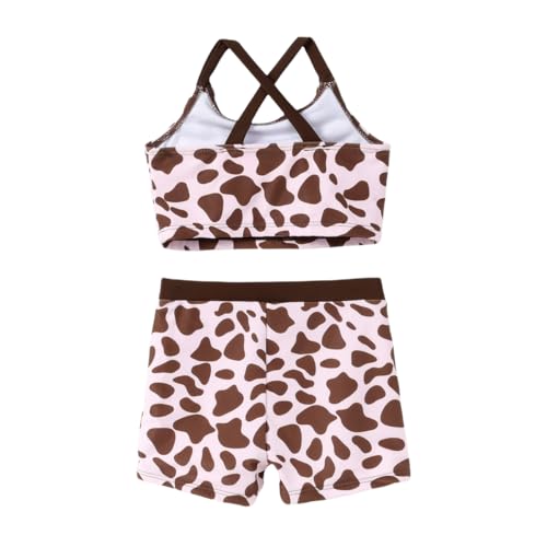 Image of PATPAT Girls Swimsuit with Swim Shorts, 2 Piece Tankini Set Bathing Suits, Athletic Swimwear Beachwear 2-14 Years