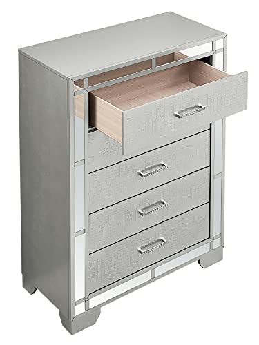 Glory Furniture Madison 5 Drawer Chest, Silver Champagne #TOP6