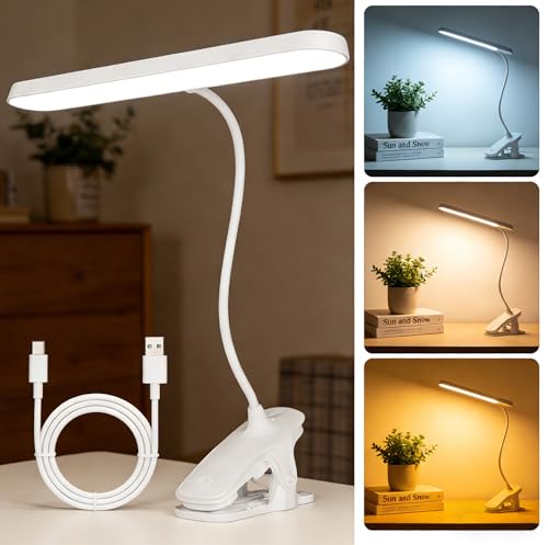 FunceTends LED Desk Lamp & Clip on Reading Light with USB Charging Ports Desk Lamp Dimmable LED Table Lamp with 3 Color Temps 10 Brightness Levels for Studying Working Reading Office Bedside