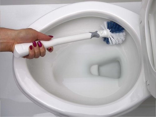 Image of Unger No-Drip Toilet Brush Set, Flexible Neck Scrubber with Portable Carrying Caddy Holder, Discreet Bathroom Cleaning Supplies, Scrub Tough Stains with Non-Scratch Bristles