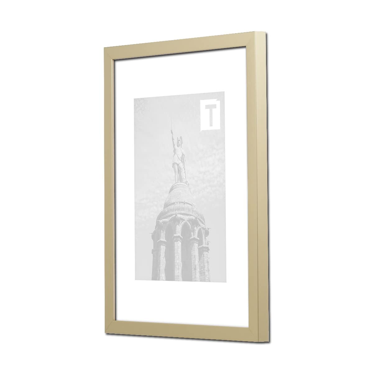 Echtholz-Bilderrahmen Franziska Gold 30 x 40 cm Museumsglas 2mm hochwertig kantig schlicht
