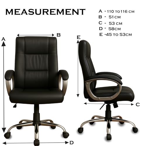 Image of Vista Ergonomic Leatherette Boss Chair for Office | High Back Revolving Chair for Home, Office, Study & Gaming | Height Adjustable Office Chair in Crome Base | 1pc (Black)