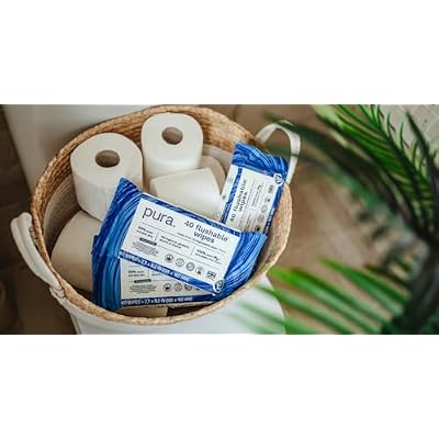 Pura XL Flushable Adult Wipes Unscented, Extra Large Family Wet Wipes with Aloe Vera & 99% Water, Sensitive Skin, 12 Pack of 40 (480 Wipes), Personal Hygiene Toilet