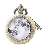 Sandsack-Geschenk Elfhaus Mond Taschenuhr-Halskette, Vollmond, Antik-Uhr-Halskette, reine Handarbeit