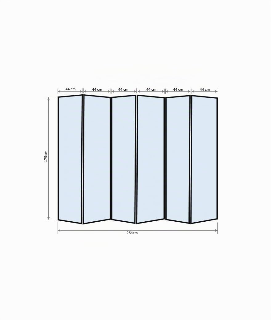 PEGANE Paravent Japonais Shoji en Bois Brun de 6 pans L261 x H178,6 cm