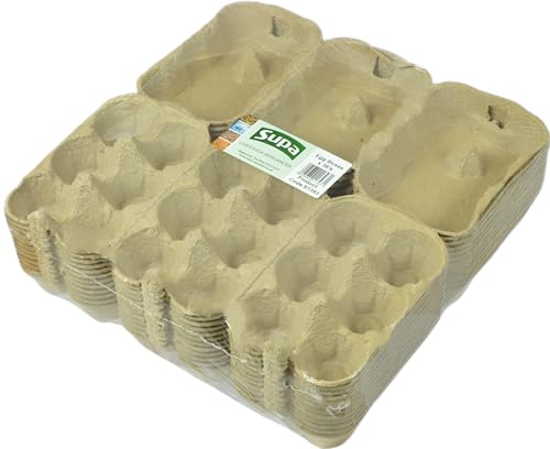 Supa Half Dozen Egg Boxes x 36 -Pieces Traditional Fibre Egg Box 100% Recyclable and Biodegradable. Packs are Designed to Take Chicken Eggs from Small to Extra Large.