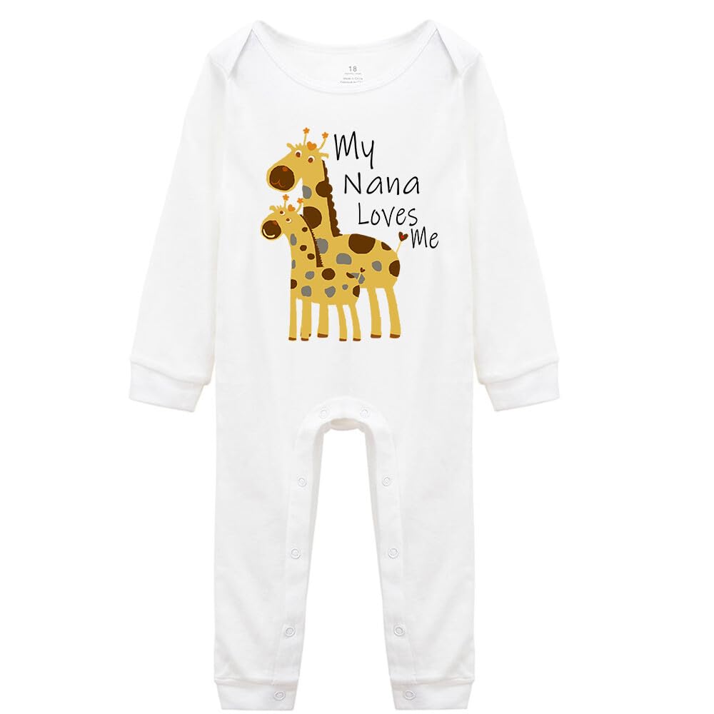 Tiansiaben White-3 My Nana Loves Me White Long Sleeve Rompers Baby Bodysuits Outfits Infant Clothes Romper 0-3 Months