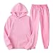 Damen Jogginganzug Damen Trainingsanzug Zweiteiler Kapuzenpullover Jogginghose Langarm Kordelzug Bequem Locker Herbst Freizeitkleidung Rosa M