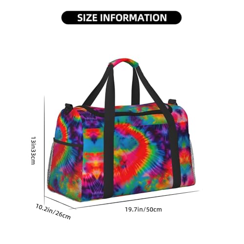 Colorful Tie Dye pattern print Overnight Bags for Women and Men Shoulder Bag Carry On Bag for Traveling Travel Essentials4