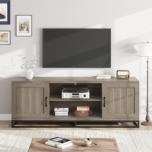 IDEALHOUSE Farmhouse TV Stand for Living Room, Entertainment Center with