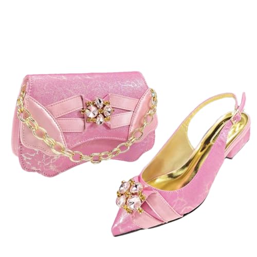 Ensemble chaussures talons bas et sac assorti bleu strass pour mariage et soirée chic