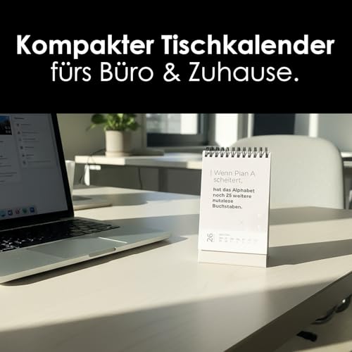 Demotivierender Tischkalender 2026 – Lustiger Wochenkalender mit 52 unmotivierenden sarkastischen Sprüchen – Witziger Tischkalender Büro & Home Office – Geschenkidee für Kollegen, Freunde, Mitarbeiter