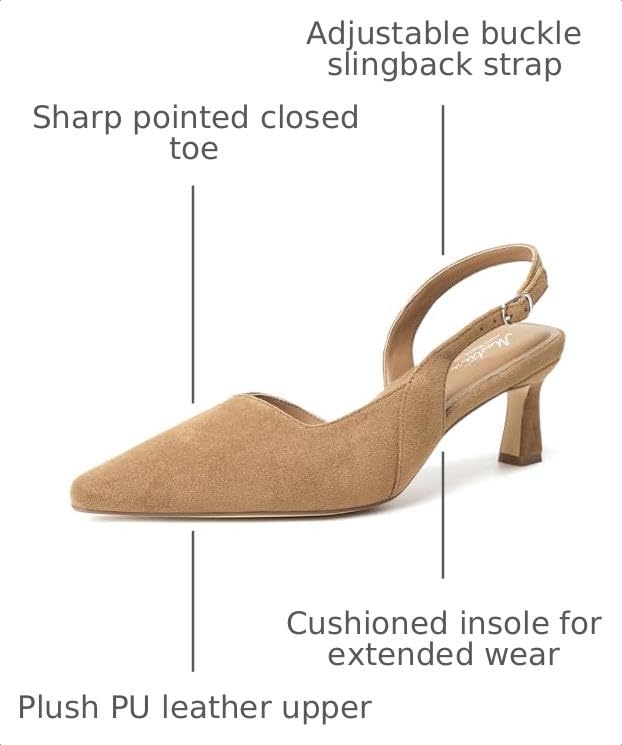 Image of Mostrin Kitten Heels for Women Slingback Pointed Closed Toe Heels Women's Pumps Shoes for Wedding, Party, Commuting