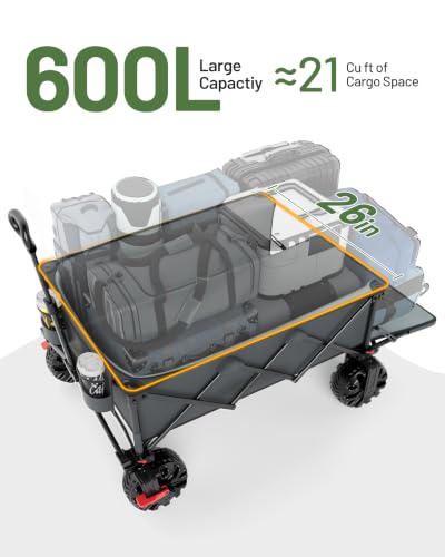 Image of TIMBER RIDGE 600L Beast Wagon 26 inch W Extra Wide Heavy Duty Collapsible Cart