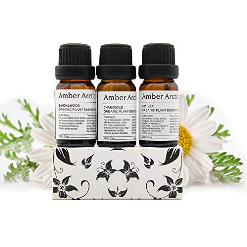 Jasmine Sandalwood Chamomile Essential Oil Set, 100% Pure Aromatherapy Essential Oils for Diffuser, Massage, Skin Care - 3 X 10ml
