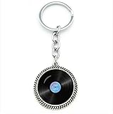 Schallplatte Vinyl Schlüsselanhänger Glas/Metall 3cm